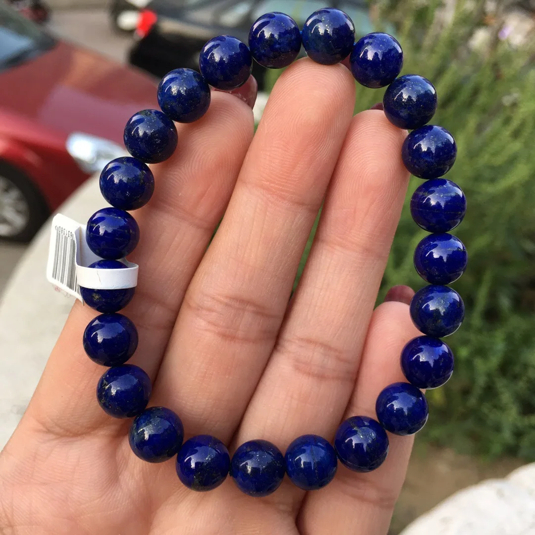 

Natural Meager Less White Gold Lapis Lazuli Single Loop Bracelets Color Rich round Smooth Clean Simple Versatile Glorious