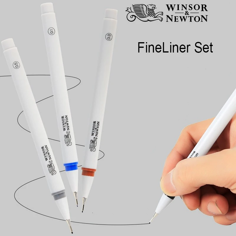 

Winsor&Newton Fineliner Pen Set Black/Blue/Sepia/Cool grey Color drawing design Pen Waterproof ink