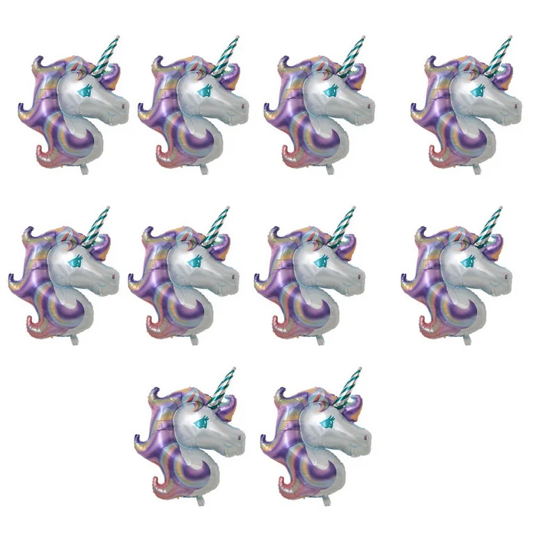 Purple Unicorn Единорог праздничные украшения: воздушные шары, 10 шт, 50 см Единорог шар День рождения Baby Shower свадебные шары для украшения детская игрушка подарок - Цвет: Purple Unicorn