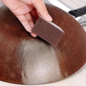 

Sponge Carborundum Brush Kitchen Washing Cleaning Kitchen Cleaner Tool Brown Wash Pot Brush Magnetic Kitchen Accessories