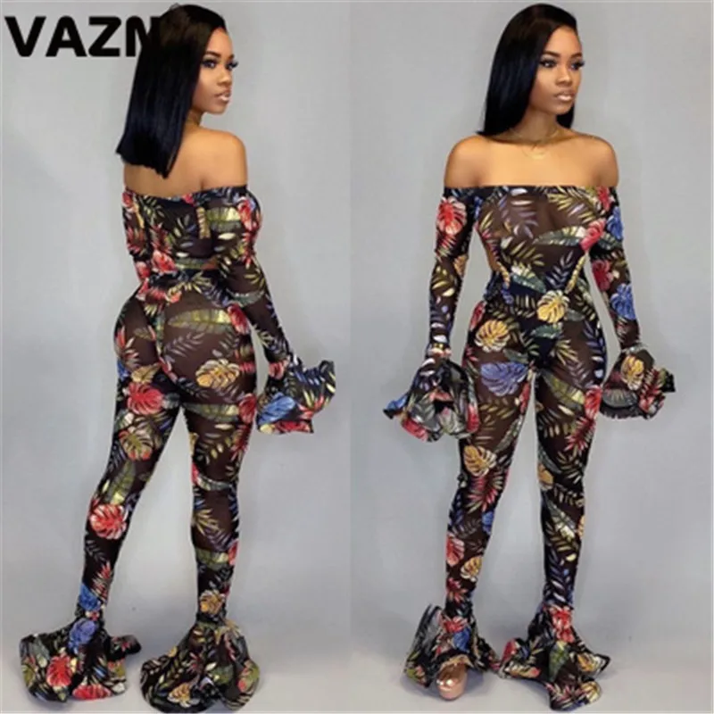 VAZN TK6043, хит, открытый сексуальный клуб, необычная Мода, прозрачный кружевной боди с вырезом лодочкой, 1 шт., длинные штаны, Женский комплект из 2 предметов