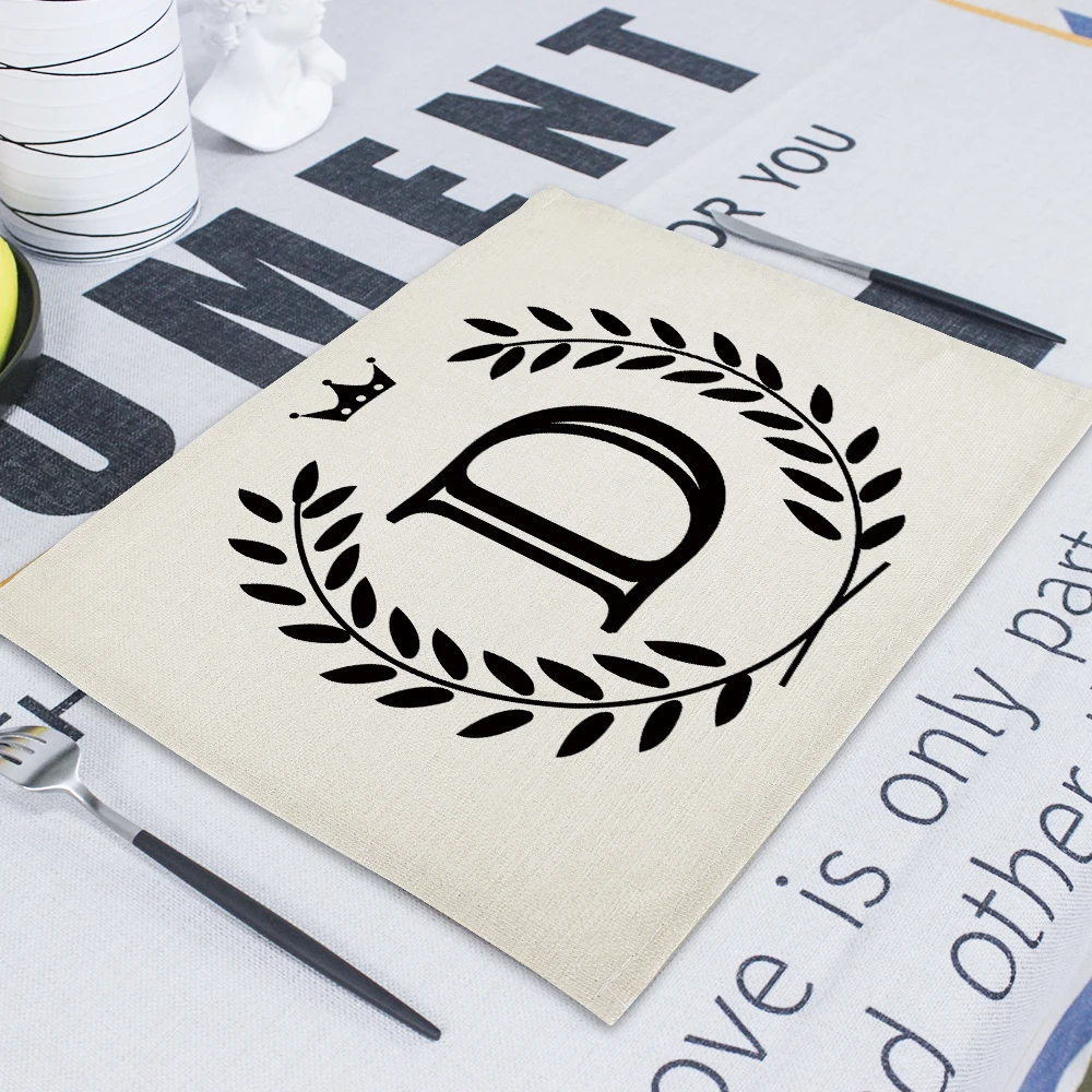 42*32cm Geometric Letter Placemats Wedding Napkin Drink Coaster Linen Mat Table Mat Kitchen Home Supplies Placemat Pads for Cups - Цвет: CD32-4