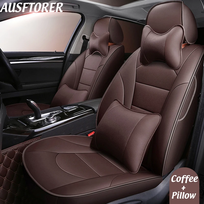 AUSFTORER Cowhide Cover Seat Car for Toyota Corolla 2017 Automobiles Seat Covers Leather Seats Seat Covers For A 2017 Toyota Corolla