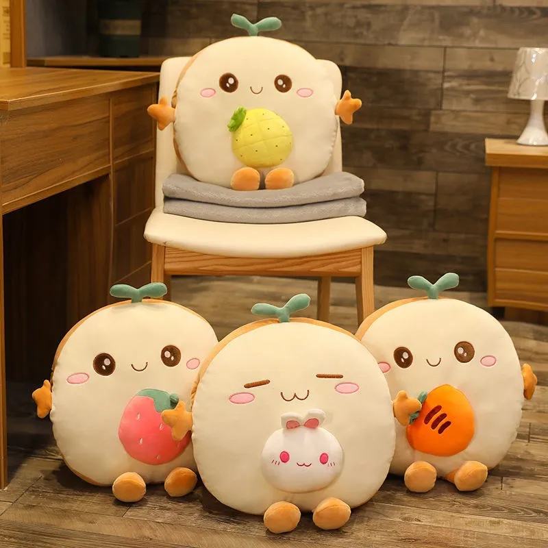 

3 In1 Winter Toast Bread Doll Hand Warmer Pillow Quilt Office Nap Blanket Cartoon Animal Bed Sofa Pillow Birthday Gifts For Kids