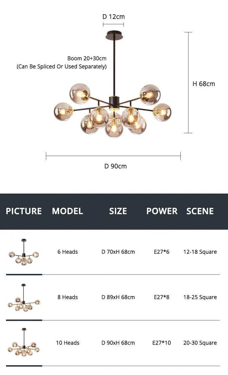 Modern Nordic Led Chandelier Pendant Lamp Living Room Kitchen Dining Room Bedroom Home Indoor Lighting Glass Ball Hanging Lights modern chandeliers