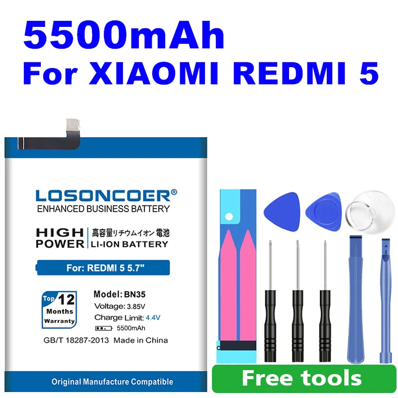 LOSONCOER BN35 4350mAh для Xiaomi Redmi 5 7 &quotаккумулятор высокой емкости ~ в наличии|Аккумуляторы