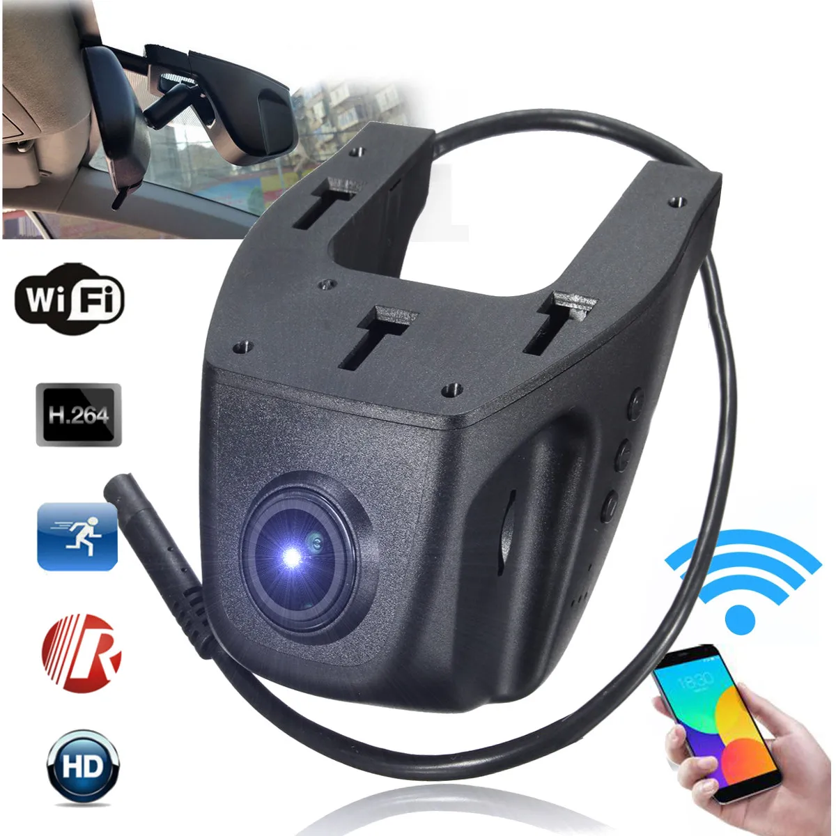 1080p Full HD H idden Wifi Автомобильный видеорегистратор объектив Автомобильная камера видеорегистратор Ночное видение 170 градусов угол объектива