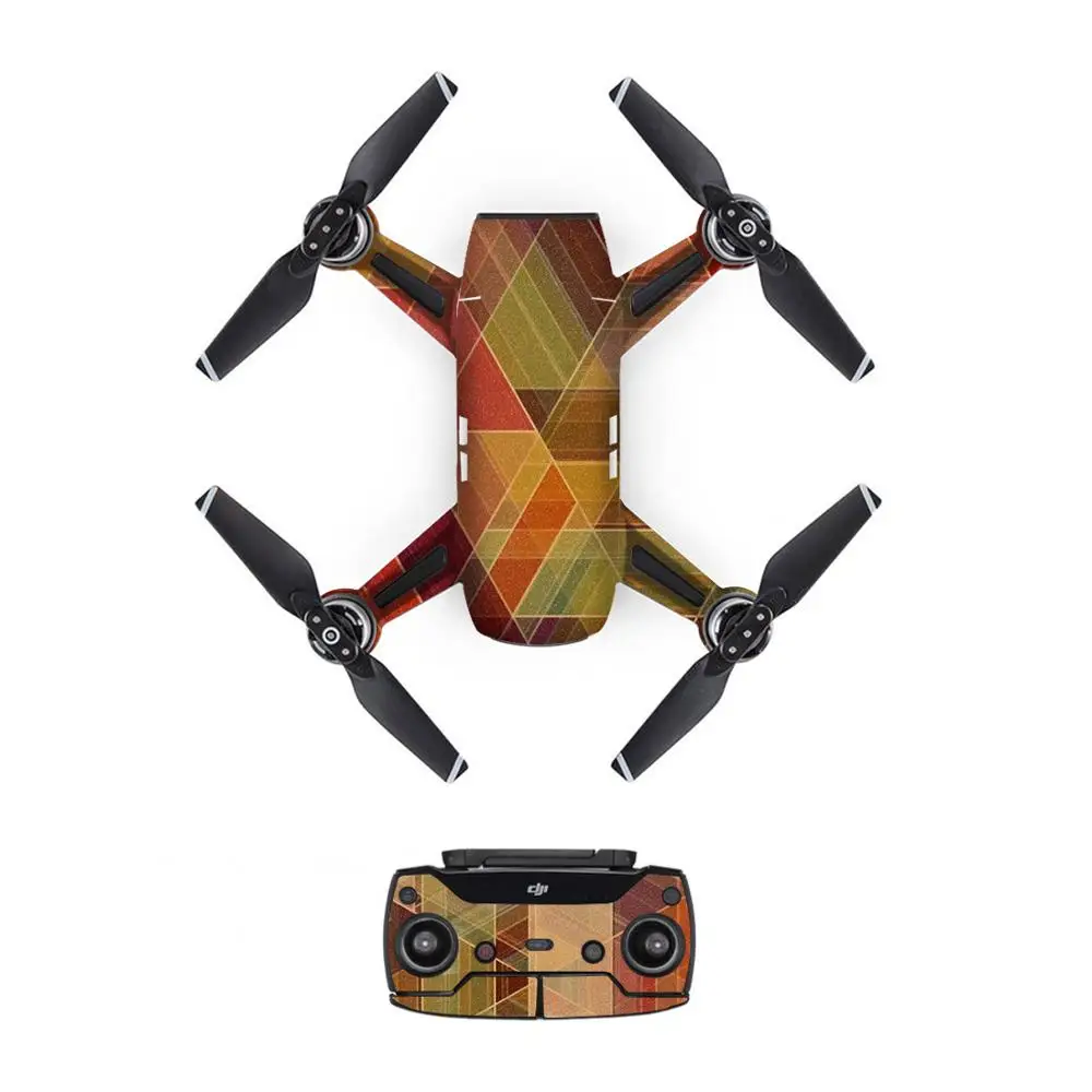 Triangle Style Decal PVC Skin Sticker For DJI Spark Drone + Remote Controllers + 3 Batteries Protection Film Cover