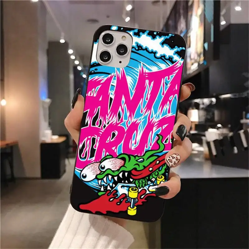 Модный Скейтборд Санта Круз бренд черный корпус телефона для iPhone 11 pro XS MAX 8 7 6 6S Plus X