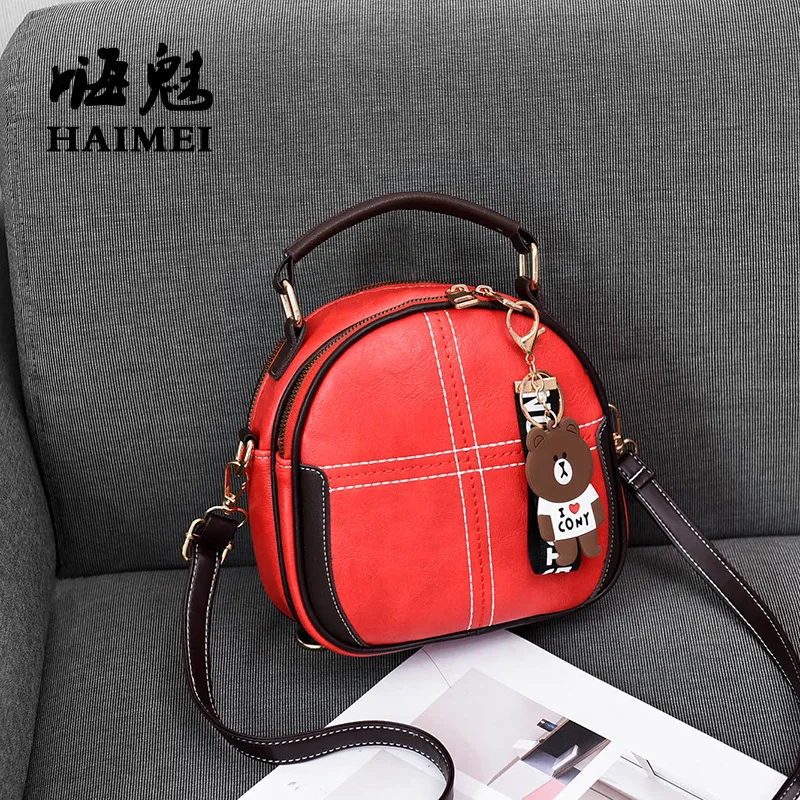 

2018 Autumn New Style Small round Bag Retro Trend Shoulder Oblique Bag Double Layer Hand Bag