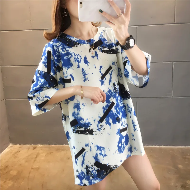 Summer Korean Clothes Streetwear T-shirts Women Plus Size Loose Harajuku Print T Shirt Girls Casual Femme Tops Blouse Tees