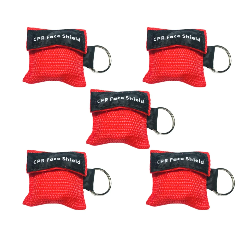 5 PCS CPR First Aid Masks One-Way Keychain Kits Portable Emergency Black | Спорт и развлечения