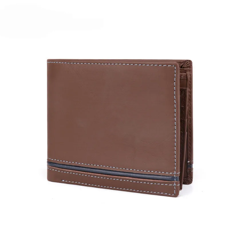 

Genuine Leather Fashion Men wallet Panelled Short Men's wallet Top layer cowhide vintage men wallets RFID blocking mens wallet
