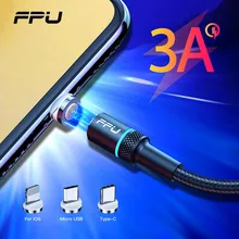 FPU Магнитный кабель Micro usb type C для iPhone кабель 1 м 2 м 3A провод для быстрой зарядки провод type-C магнит зарядное устройство кабели для мобильных телефонов