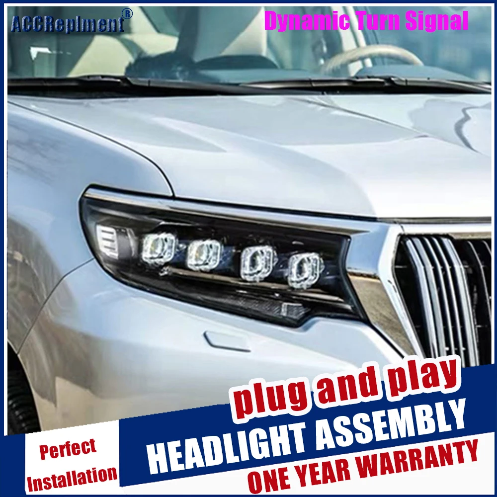 Фары для автомобиля, Стайлинг для Land Cruiser Prado, фары-, динамический сигнал поворота, все светодиодный головной фонарь, светодиодный DRL