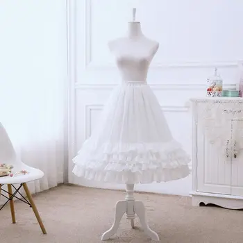 

Womens Ruffles Tiered Lolita Underskirt Cute Bowknot Wedding Dress Petticoat