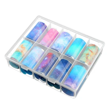 

10 Sheets Nail Art Decals Water Transfer Sticker 10 Colors Different Star Sky Pattern Decals for Fingernail and Toenail