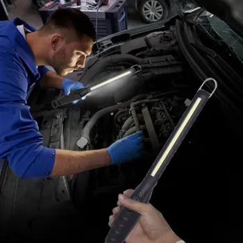 

2pcs Led Portable Cob Flashlight Torch Usb Rechargeable Work Light Magnetic Cob Hook Hanging Lamp For Car Repair Camping