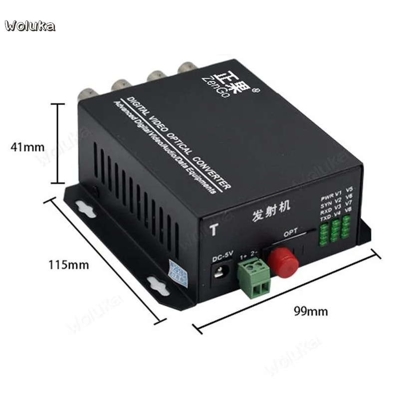 Optical transceiver 8 channel video with one way reverse data cell monitoring analog digital fiber converter CD50 W02