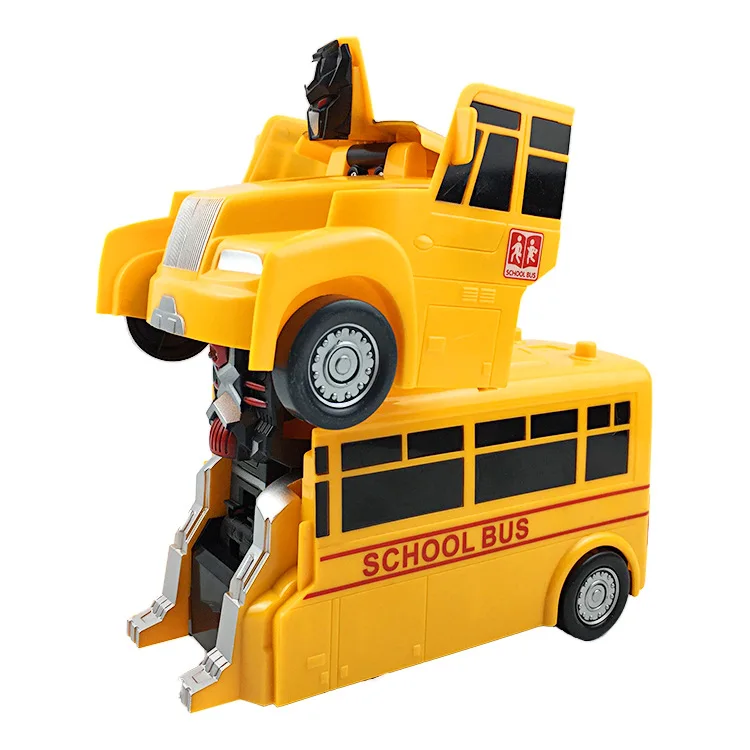 

Small Xing Children Transformer Toy Car Electric Automatic Transformation School Bus Universal Transformation Robot Toys