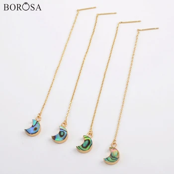 

BOROSA 5Pairs Gild Moon Shape Abalone Drop Earrings Crescent Natural Shell Charms Threader Earrings Women Jewelry G1885-E