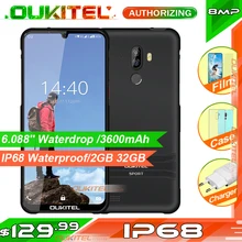 OUKITEL Y1000 6,088 ''IP68 водонепроницаемый прочный смартфон 2 ГБ 32 ГБ MT6580P распознавание лица отпечаток пальца Android 9,0 мобильный телефон 3600 мАч