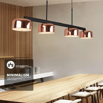 

IKVVT Modern E27 Pendant Lights Cross Adjustment Glass Metal 4 Rose Golden Pendant Lamp For Dining Room Living Room Home Decor