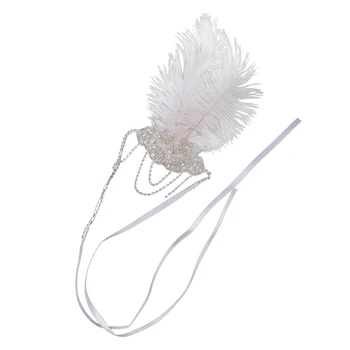 

White Flapper Headband W/Tassel 1920s Fancy Dress Bridal Hairband