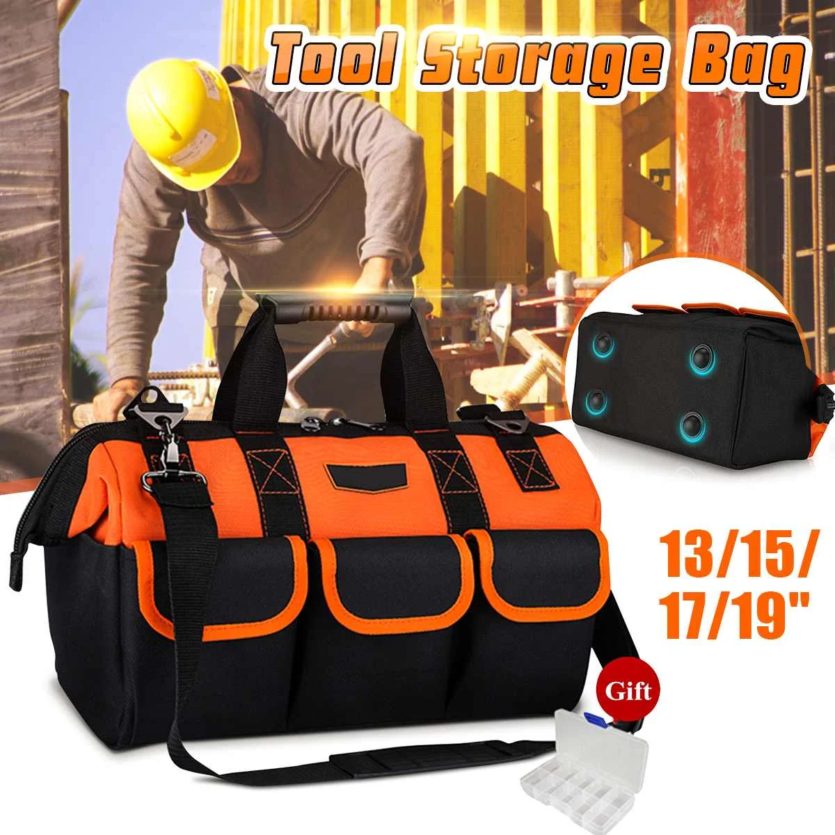 

Tool Bag Portable Electrician Bag Multifunction Repair Installation Canvas Large Thicken Tool Bag Work Pocket 13/15/17/19 inch
