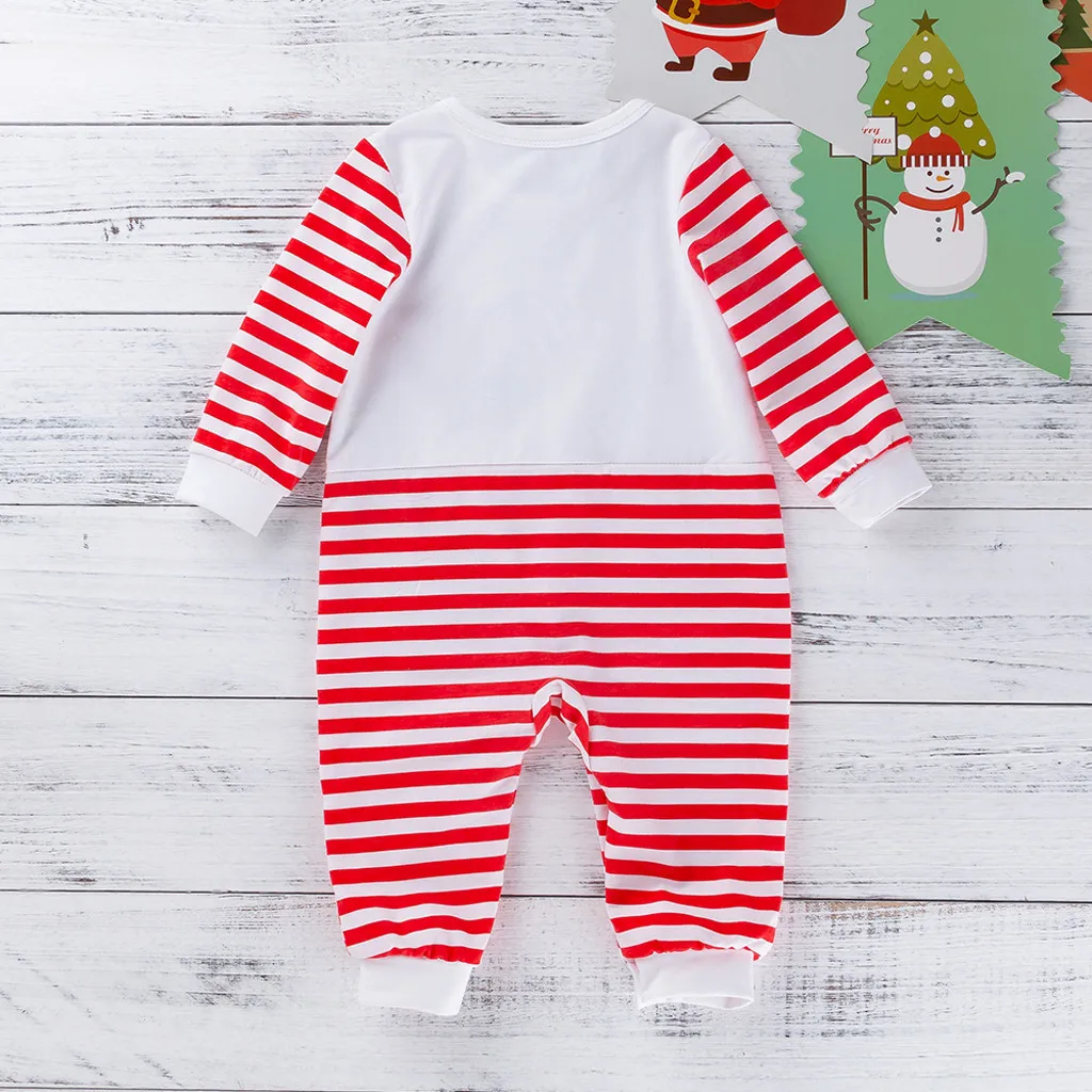 Winter Newborn Infant Baby Boys Girls Christmas Cartoon Striped Long Sleeved Romper Jumpsuit Outfits Clothes roupas de bebes#p4