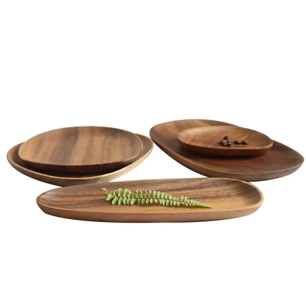 Деревянная круглая тарелка для ужина говядина S чай k фруктовый поднос закусок