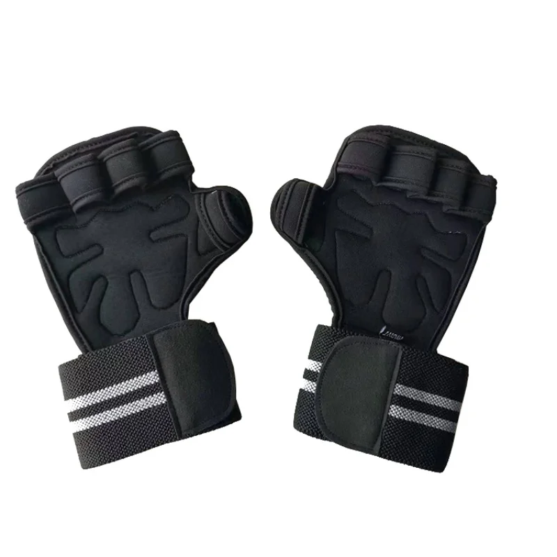 Удобные износостойкие перчатки унисекс для занятий тяжелой атлетикой с ремешками на запястье, для гимнастики, для рук, Нескользящие, дышащие