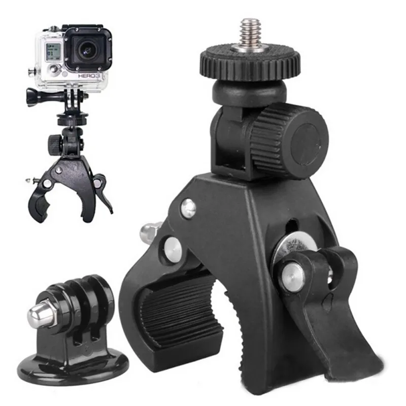 Black Bike Bicycle Motorcycle Handlebar Handle Clamp Bar Camera Mount Tripod Adapter Fit For Gopro Hero 1 2 3 3+ 4 | Автомобили и