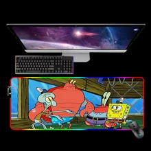 

SpongeBobs Funny Cute Rgb Mouse Pad Gamer Mausepad Anime Mouse Mats Gaming Accessories Keyboards Computer Peripherals Piay Mat