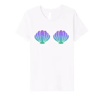 

Mermaid Shell Top Festival Birthday Party Shirt For Women Summer Fashion Design Printed Funny T-Shirt Hip Hop Cotton Harajuku