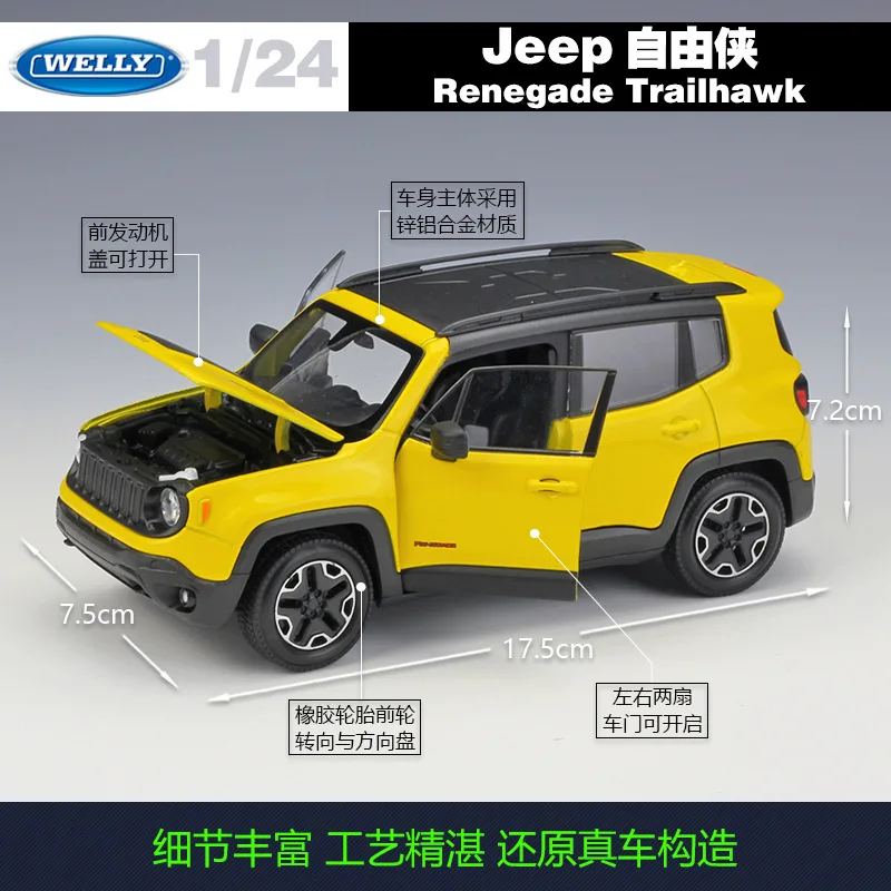 Welly 1:24 Jeep Renegade Trailhawk сплав модель автомобиля Diecasts& игрушечные транспортные средства коллекционные подарки не-пульт дистанционного управления Тип транспортная игрушка