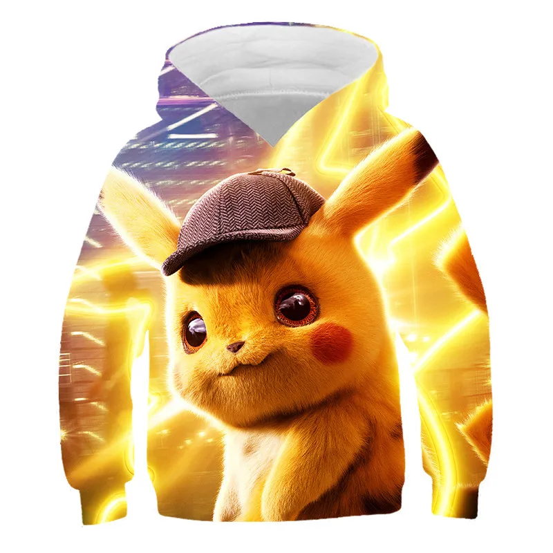 PINSHUN игры «Pokemon Go» с Пикачу 3D детские толстовки с капюшоном и свитшоты для маленьких мальчиков Kawaii аниме Harajuku одежда