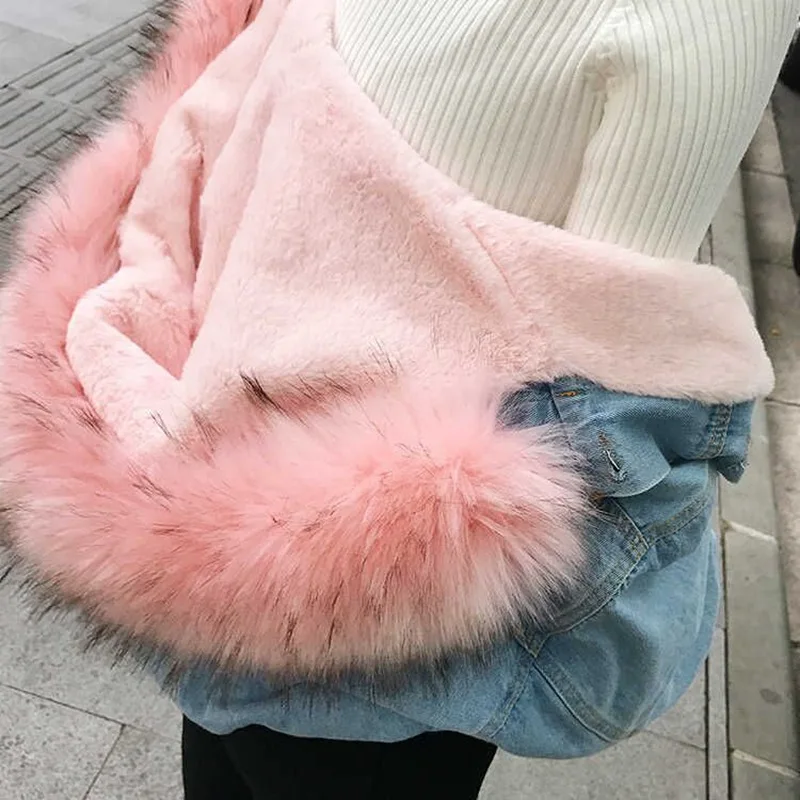 Denim jacket women winter coat single breasted outerwear warm cotton women jacket hoodies women coats hooded bomber jackets coat