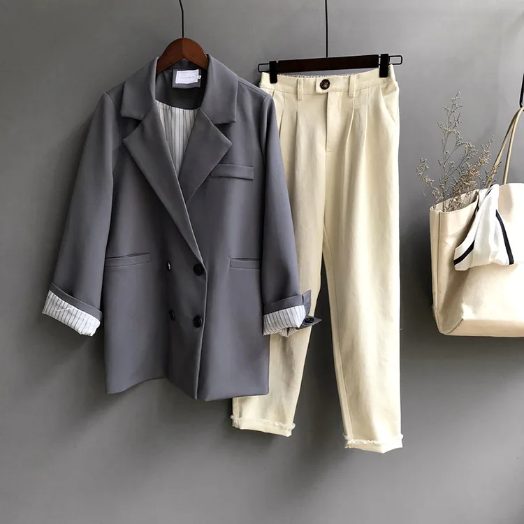 Зимний женский Блейзер, куртка, пальто, двубортный, хлопок, шикарный, длинный костюм, хаки, синий, Повседневный, Женское пальто, элегантный, офисный, Женский блейзер