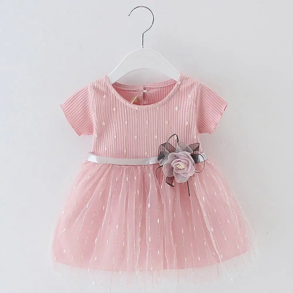 Новинка; модное и стильное платье принцессы из тюля с короткими рукавами и цветочным рисунком для маленьких девочек; одежда из материалов высокого качества