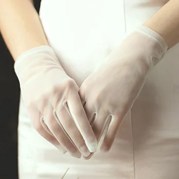 

Sexy Lace Gloves Women Elastic Ceremony Gloves Ladies Solid Color White Black Guantes Summer Female Sunscreen Thin Short Gloves