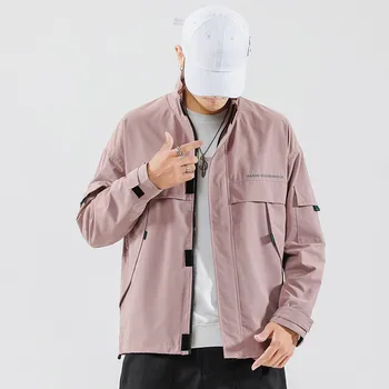 

2020 New Black Cargo Jackets Windbreaker Men Streetwear Tactical Jacket Pullover Multi-pocket Male Patchwork Outdoor Sport Jacke