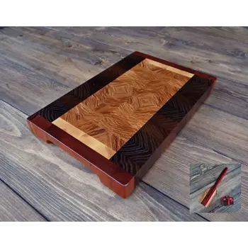 

End cutting board olive ash, Thermo Acacia, Sapele, handmade ns11364/33*22*3.5 cm