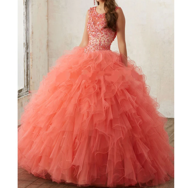 

New Arrival Sweet 16 Dresses luxurious Beading with Crystal Ball Gowns Cap Sleeve Scoop Quinceanera Dresses 2020 for 15 years
