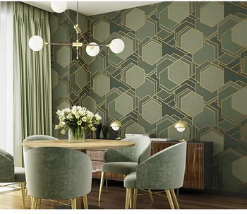 

Nordic Geometry Wallpaper Light Luxury Living Room TV Background Wall Paper Deerskin Velvet