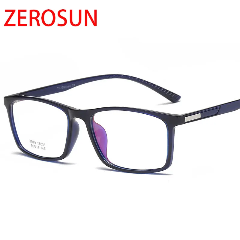 Zerosun TR90, оправа для очков, для мужчин и женщин, очки, очки для рецепта, выпускник, линзы, близорукость, очки, мужской чехол - Цвет оправы: blue