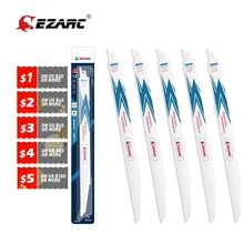 

EZARC Reciprocating Saw Blade for Electric Wood tool for Composite Materials and Metal Demolition 150/225/300mm 8+10TPI R630DM