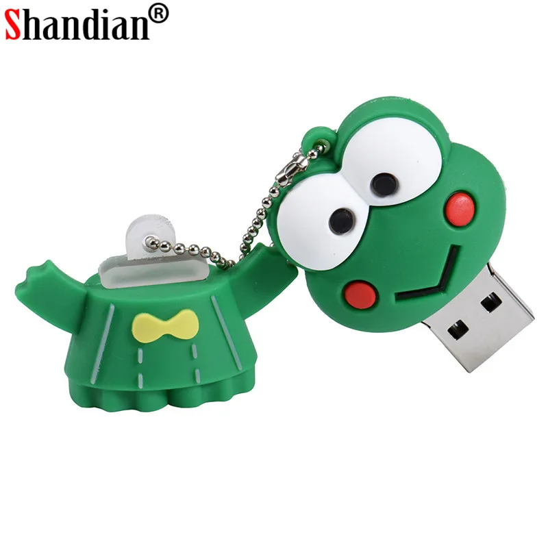 SHANDIAN мультяшная милая фигурка лягушки usb 2,0 4 ГБ 8 ГБ 16 ГБ 32 ГБ 64 ГБ флеш-накопитель USB флешка флеш-накопитель креативный U диск