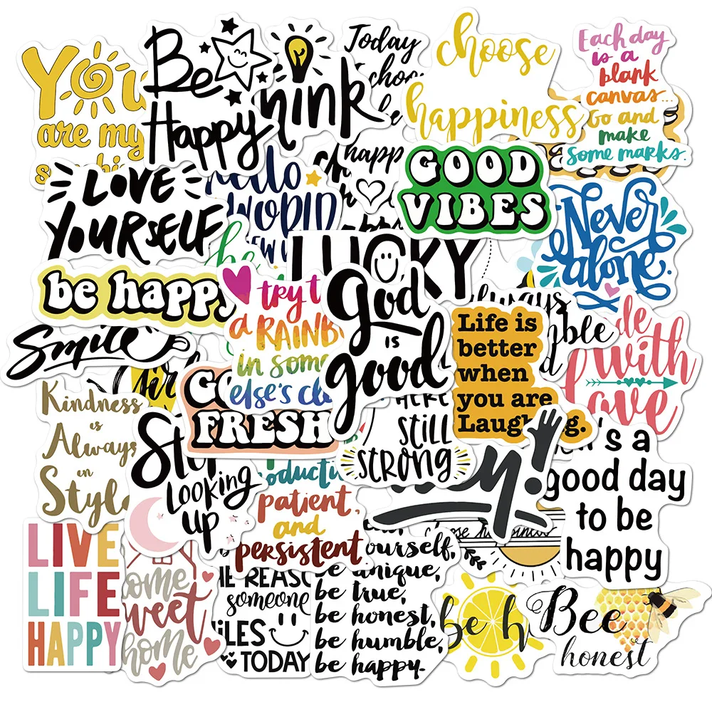10/30/50Pcs Motivational Phrases Sticker Inspirational Life Quotes Waterproof DIY Laptop Study Room Scrapbooking Graffiti Decals | Игрушки и