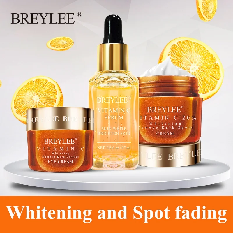 

BREYLEE Vitamin C Whitening Set Face Cream Mask Serum+Eye Cream Fade Freckles Spots Melanin Remove Dark Circles Skin Care